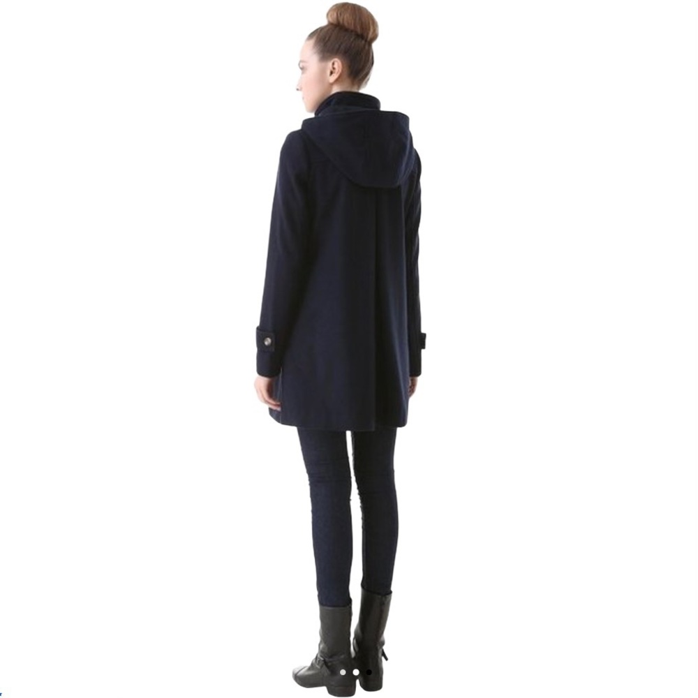 SOLD - MOMO MATERNITY Coat Small Wool Blend Navy Blue - Picture 2 of 16